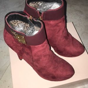 Red suede booties